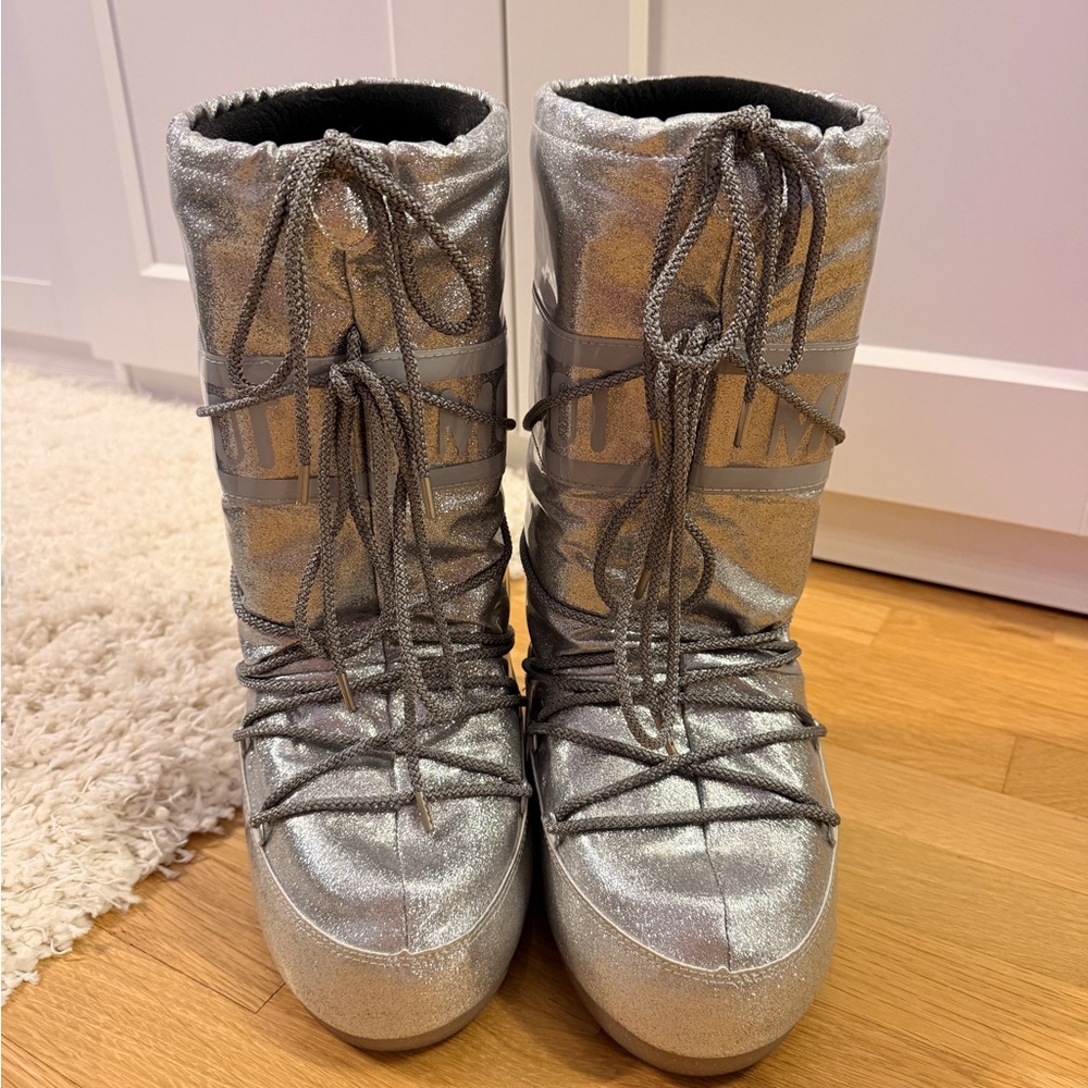 Moon Boot Metallic Silver Women's Winter Boots